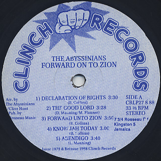 Abyssinians / Forward On To Zion label