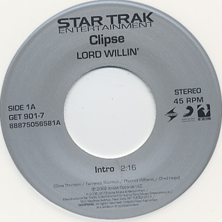 Clipse / Lord Willin' 45 Box Set (7×45s) label