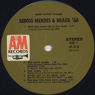 Sergio Mendes & Brasil '66 / Herb Alpert Presents Sergio Mendes & Brasil'66 label