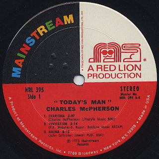 Charles McPherson / Today's Man label