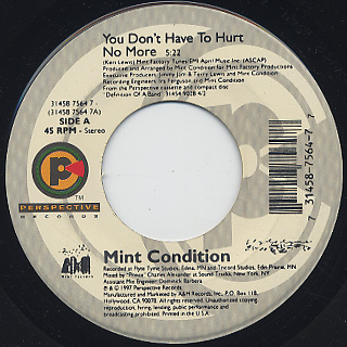Mint Condition / You Don't Have To Hurt No More front
