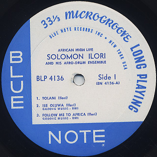 Solomon Ilori and His Afro-Drum Ensemble / African High Life label