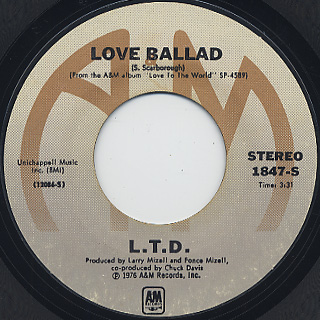 L.T.D. / Love Ballad c/w Let The Music Keep Playing