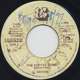 Osibisa / The Coffee Song c/w Warrior