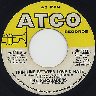 Persuaders / Thin Line Between Love & Hate c/w Thigh Spy front