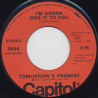 Tomorrow's Promise / You're Sweet, You're Fine, You're Everything front