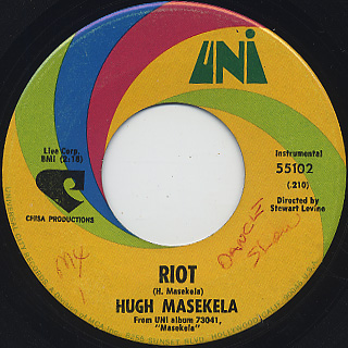 Hugh Masekela / Mace And Grenades c/w Riot back