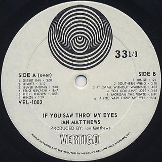 Ian Matthews / If You Saw Thro' My Eyes label