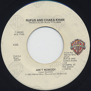Rufus And Chaka Khan / Ain't Nobody front