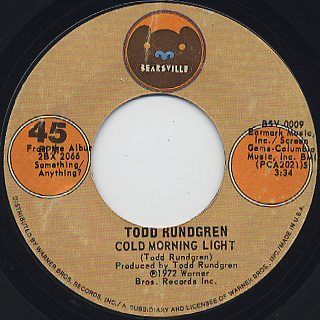Todd Rundgren / Hello It's Me c/w Cold Morning Light back