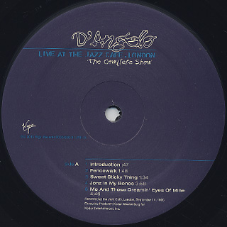 D'Angelo / Live At The Jazz Cafe, London label