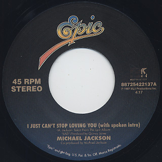Michael Jackson / I Just Can't Stop Loving You label
