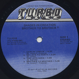 Brother To Brother / Shades In Creation label