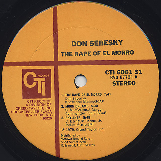 Don Sebesky ‎/ The Rape Of El Morro label