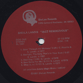 Sheila Landis ‎/ Jazz Rendezvous label