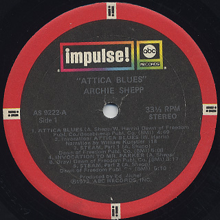 Archie Shepp / Atica Blues label