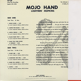 Lightnin' Hopkins / Mojo Hand back