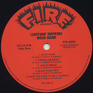 Lightnin' Hopkins / Mojo Hand label