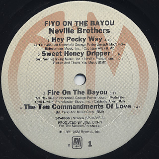 Neville Brothers / Fiyo On The Bayou label