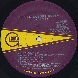 Rick James / Bustin' Out Of L Seven label