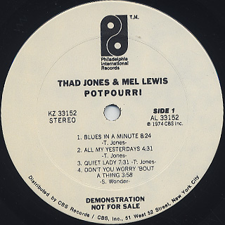 Thad Jones & Mel Lewis / Potpourri label