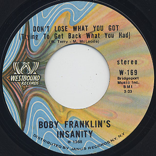 Boby Franklin's Insanity / Don't Lose What You Got (Trying To Get Back What You Had) c/w Sexplot front