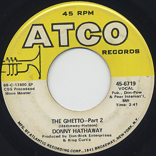 Donny Hathaway / The Ghetto (Part I) c/w (Part II) back