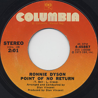 Ronnie Dyson / Just Don't Want To Be Lonely c/w Point Of No Return back