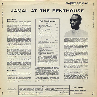 Ahmad Jamal / Jamal At The Penthouse back