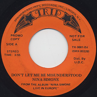 Nina Simone / Don't Let Me Be Misunderstood c/w Gin House Blues front