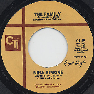 Nina Simone / The Family c/w That's All I Want From You