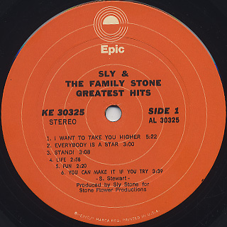 Sly and The Family Stone / Greatest Hits label
