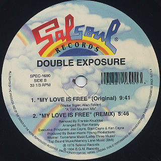 Double Exposure / Ten Percent c/w My Love Is Free label