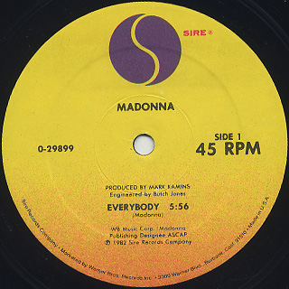 Madonna / Everybody label