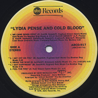 Lydia Pense & Cold Blood / S.T. label