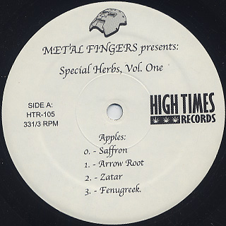 Metal Fingers / Metal Fingers Presents... Special Herbs, Vol.1 label