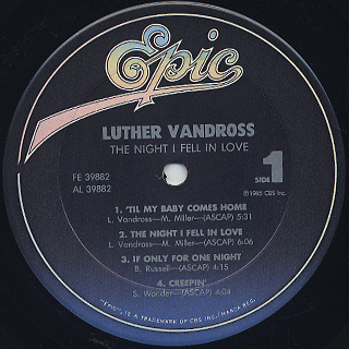Luther Vandross / The Night I Fell In Love label
