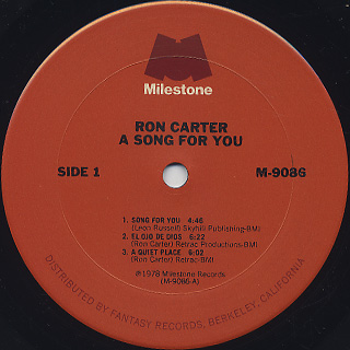 Ron Carter / A Song For You label