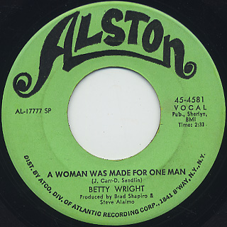 Betty Wright / Soldier Boy c/w A Woman Was Made For One More back