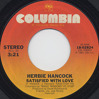 Herbie Hancock / Lite Me Up c/w Satisfied With Love back