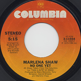 Marlena Shaw / Love Dancin' c/w No One Yet back
