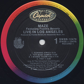 Maze Featuring Frankie Beverly / Live In Los Angels label