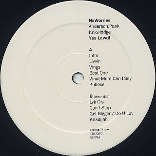 NxWorries (Knxwledge & Anderson .Paak) / Yes Lawd! label