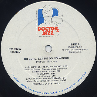 Pharoah Sanders / Oh Lord, Let Me Do No Wrong label