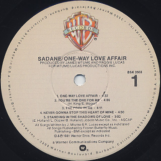 Sadane / One Way Love Affair label