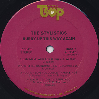 Stylistics / Hurry Up This Way Again label