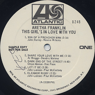 Aretha Franklin / This Girl's In Love With You label
