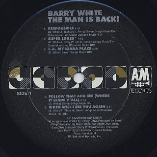 Barry White / The Man Is Back label