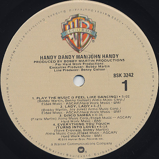 John Handy / Handy Dandy Man label