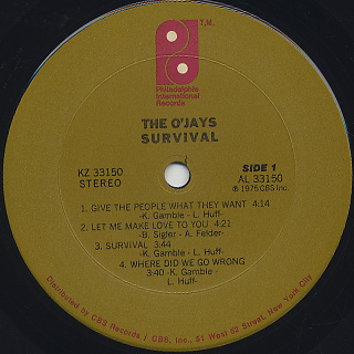 O'Jays / Survival label